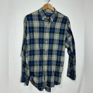 Ralph Lauren Blake Mens Large Blue Green Plaid Button Down Shirt 100% Cotton L